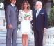 Stéphanie de Monaco avec son père et son mari Daniel Ducruet, le 3 juillet 1995
