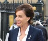 Kristin Scott Thomas sur le tournage de Salmon Fishing in the Yemen à Londres le 18 août 2010 