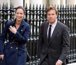 Emily Blunt et Ewan McGregor sur le tournage de Salmon Fishing in the Yemen à Londres le 18 août 2010 