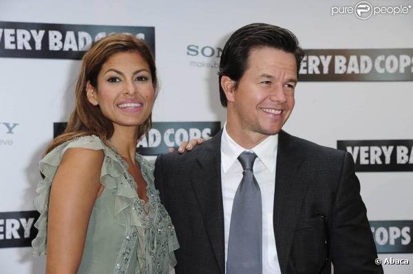 Eva Mendes et Mark Wahlberg à l'occasion de la présentation de  Very Bad Cops , à l'hôtel Ritz, à Paris, le 10 septembre 2010.
