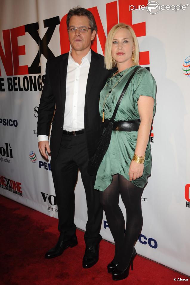 Matt Damon et Patricia Arquette lors du gala de charité de l'association One x One à New York le 27 octobre 2010