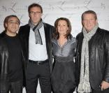 Louis Acariès, Laurent Blanc, Muriel Acariès et Roland Courbis à l'occasion de l'inauguration du "Louis 25", au 25 avenue des Champs-Eysées, à Paris, le 25 novembre 2010.