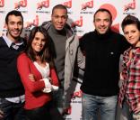 Senna et Cindy Sander des Anges de la télé-réalité, invités du 6/9 de NRJ aux côtés de Nikos Aliagas, Karine Ferri et Mustapha El Atrassi