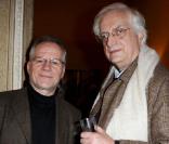 Thierry Frémaux et Bertrand Tavernier à l'occasion de la remise du prix Henri-Jeanson 2011, dans l'enceinte de la SACD, à Paris, le 17 janvier 2011.