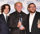 Edgar Wright, Simon Pegg et Nick Frost, récompensés pour la comédie  Hot Fuzz  en 2007, à Londres.