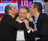 Benoît Poelvoorde, Michel Drucker et Dany Boon lors de l'enregistrement de Vivement Dimanche le 19 janvier 2011