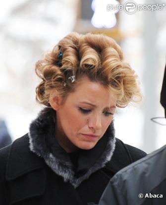 Blake Lively sur le tournage de Gossip Girl le 27 janvier 2011