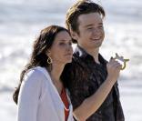 Courteney Cox et Dan Byrd le 22 février à Los Angeles sur le tournage de Cougar Town