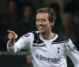 Peter Crouch heureux de la qualification de Tottenham contre l'AC Milan en ligue des champions en mars 2011 