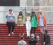 Les comédiennes de la série Glee tournent une scène à Times Square (New York), lundi 25 avril.