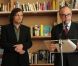 Emir Kusturica est fait Chevalier dans l'Ordre de la Légion d'Honneur par le ministre de la culture Frédéric Mitterrand au Café des Palmes dans le Palais des Festivals lors du 64e Festival de Cannes le 13 mai 2011