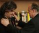 Emir Kusturica est fait Chevalier dans l'Ordre de la Légion d'Honneur par le ministre de la culture Frédéric Mitterrand au Café des Palmes dans le Palais des Festivals lors du 64e Festival de Cannes le 13 mai 2011