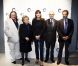 Carla Bruni-Sarkozy, Gérard Depardieu, Bernadette Chirac, Frédéric Mitterrand et Luc Chatel au centre Pompidou, le 17 mai 2011, lors d'un colloque sur l'illettrisme organisé par la fondation éponyme de la first lady.