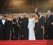Blanca Suarez, Jan Cornet, Elena Anaya, Pedro Almodovar, Antonio  Banderas, Marisa Paredes et Jean-Paul Gaultier lors de la présentation  du film La Piel que Habito au festival de Cannes le 19 mai 2011