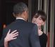Carla-Bruni Sarkozy (enceinte) et son époux Nicolas Sarkozy sur le perron du Ciro's, avec Barack Obama, à Deauville, le 26 mai 2011.