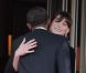 Carla-Bruni Sarkozy (enceinte) et son époux Nicolas Sarkozy sur le perron du Ciro's, avec Barack Obama, à Deauville, le 26 mai 2011.