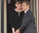 Carla-Bruni Sarkozy (enceinte de son 2e enfant) et son époux Nicolas  Sarkozy sur le perron du restaurant Le Ciro's, à Deauville, le 26 mai  2011.