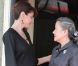 Carla Bruni-Sarkozy enceinte reçoit les conjoints et conjointes des membres de la délégation du sommet du G8, à Deauville.