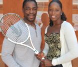 Le rugbyman Serge Betsen et la nageuse Malia Metella à Roland-Garros, le 3 juin 2011