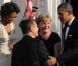 Le couple présidentiel amércain Barack et Michelle Obama lors d'un dîner avec Angela Merkel et son époux le 7 juin 2011 