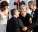 Le couple présidentiel amércain Barack et Michelle Obama lors d'un dîner avec Angela Merkel et son époux le 7 juin 2011 