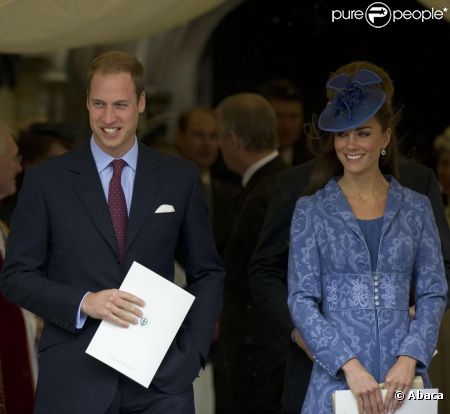 La princesse Catherine Middleton et le prince William à la chapelle George du Château de Windsor pour l'anniversaire du duc d'Edimbourg qui célèbre ses 90 ans le 12 juin 2011