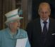 Le prince Philip, duc d'Edimbourg, et la reine Elizabeth II en compagnie du révérend David Conner à la chapelle George du Château de Windsor pour l'anniversaire du duc d'Edimbourg qui célèbre ses 90 ans le 12 juin 2011