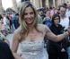 Mira Sorvino affiche son plus beau sourire au défilé Diesel lors de la Fashion Week berlinoise le 6 juillet 2011