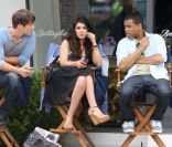 Shenae Grimes, Tristan Wilds et Matt Lanter sur le tournage de 90210 à Los Angeles le 11 juillet 2011
