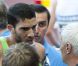 Le Français Mahiedine Mekhissi quelques instants après son altercation physique avec Mehdi Baala lors du meeting d'athéltisme de Monaco de la Ligue de Diamant le 22 juillet 2011