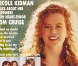 8 août 1992 : Nicole Kidman qui arborait une chevelure rousse et frisée en couverture de l\'hebdomadaire britannique <em>Hello!</em> <br />