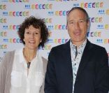 Noelle Breham et Stephane Marie lors de la conférence de presse annuelle de France Télévisions à Paris le 31 août 2011