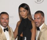 Chanel Iman avec Dan et Dean Caten lors de la soirée de l\'amfAR organisée à La Permanente à Milan, lors de  la Fashion Week. Le 23 septembre 2011