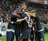 L'équipe du PSG lors du match entre le Paris Saint-Germain et l'Olympique Lyonnais le 2 octobre 2011