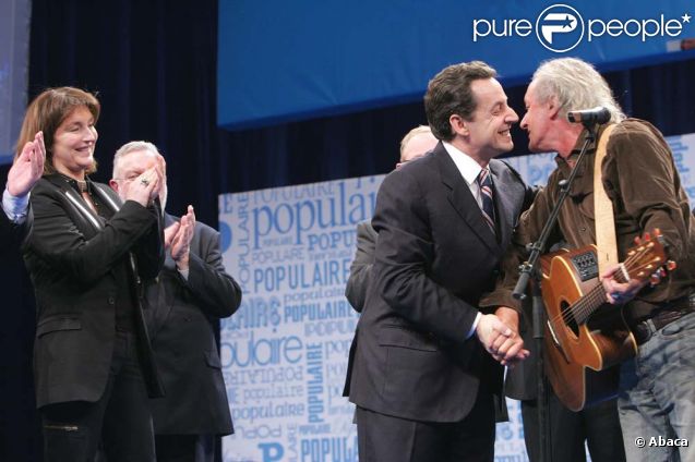 Didier Barbelivien et Nicolas Sarkozy, à Lille, le 28 janvier 2005.