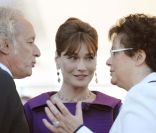 Didier Barbelivien, Carla Bruni-Sarkozy et Christine Boutin, à Paris, le 14 juillet 2008.<br />