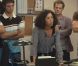 JoeyStarr, Nicolas Duvauchelle, Jérémie Elkaïm et Naidra Ayadi dans Polisse.