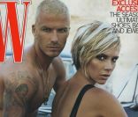 Victoria Beckham et son mari David Beckham dévoilent leurs tatouages en Une du magazine W. Août 2007.<br />