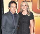Ben Stiller et sa femme Christine Taylor lors de l'avant-première du Casse de Central Park, à New York le 24 octobre 2011