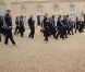 Les rugbymen du XV de France accueillis au Palais de l'Élysée à Paris le 26 octobre 2011