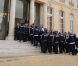 Les rugbymen du XV de France accueillis au Palais de l'Élysée à Paris le 26 octobre 2011