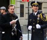 Christopher Nolan et Matthew Modine sur le tournage de The Dark Knight Rises, à New York le 5 novembre 2011