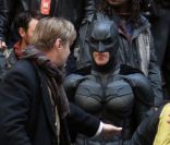 Christian Bale en costume de Batman, sur le tournage de The Dark Knight Rises, à New York le 5 novembre 2011