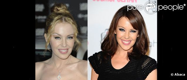 Kylie Minogue, en blonde (avril 2011), fait-elle plus vieille qu'en brune (novembre 2011) ? Aurait-elle au recours au botox pour rajeunir sa frimousse ?