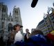 La princesse Mathilde, superbe en léopard, et le prince Philippe de Belgique arrive pour la cérémonie du Te Deum en la cathédrale des Saints Michel-et-Gudule de Bruxelles, dans le cadre de la Fête du Roi, mardi 15 novembre 2011.