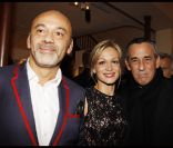 Christian Louboutin, Audrey Crespo-Mara et Thierry Ardisson lors de la soirée en l'honneur de Christian Louboutin à Paris à la galerie du passage. Le 21 novembre 2011