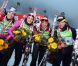 Marie-Laure Brunet, Anaïs Bescond, Sophie Boilley et Marie Dorin Habert le 11 décembre 2011 à Hochfilzen en Autriche lors du relais 4x6 km 