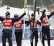 Vincent Jay, Simon Fourcade, Alexis Boeuf et Martin Fourcade le 11 décembre 2011 à Hochfilzen en Autriche lors du relais 4x7,5 km 