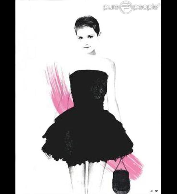 Emma Watson, dessinée très girly pour les premiers visuels de la campagne Rouge In Love de Lancôme.