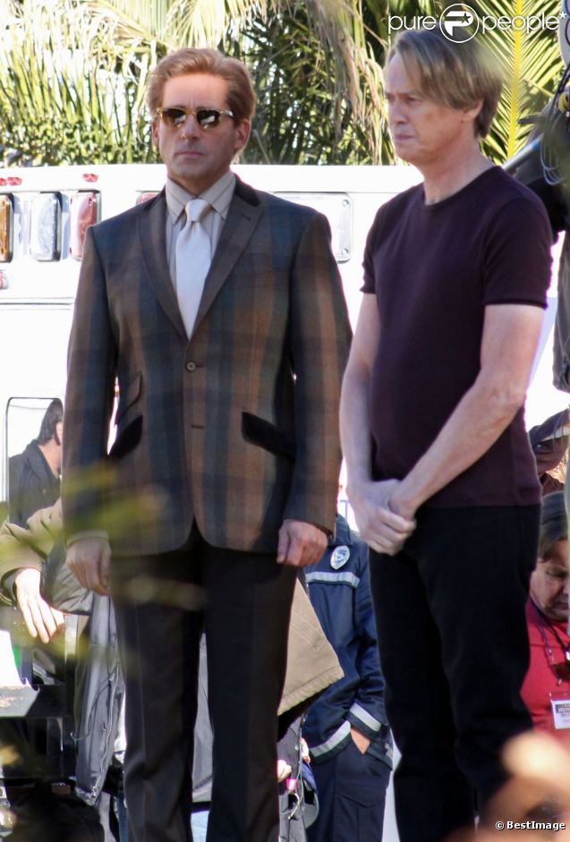 Steve Carell et Steve Buscemi sur le tournage de Burt Wonderstone à Las Vegas le 10 janvier 2012
